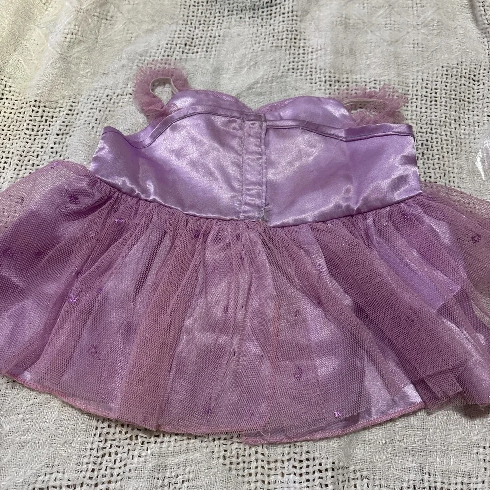 Build a Bear Orchid Dressy Dress Mesh Sparkle Purple Party Pink Trim Bead